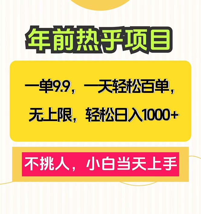 一单9.9，一天百单无上限，不挑人，小白当天上手，轻松日入1000+-951博客